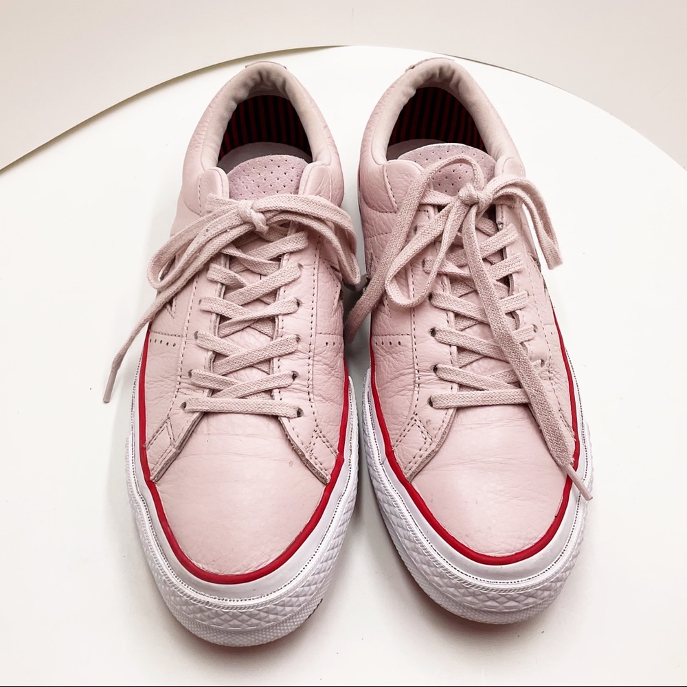 {Converse} Pink & Red One Star Leather Sneakers